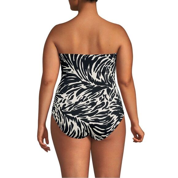 Land's End plus Stan slender suit tummy control Uwire bandeau piece swimsuit Var - Picture 6 of 7